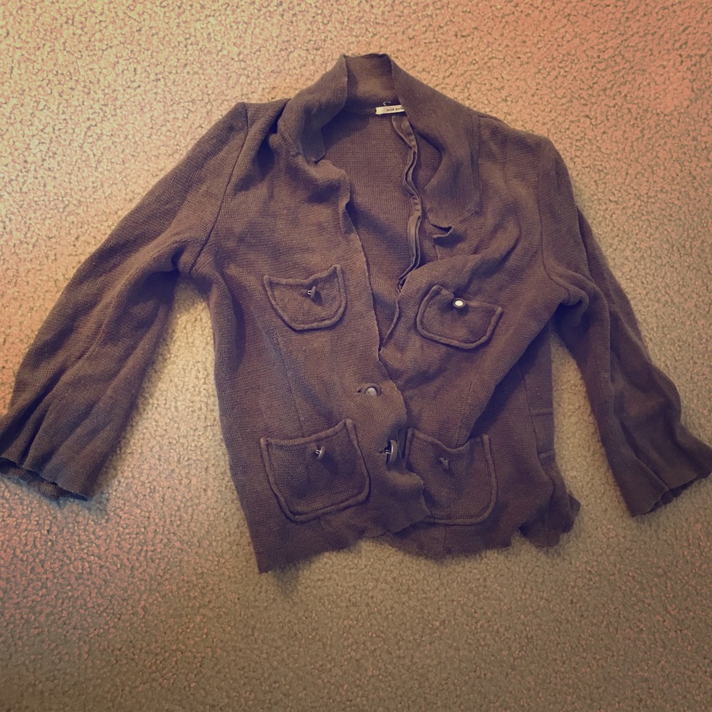 Minä Perhonen linen soft blazer brown sz 36 XS